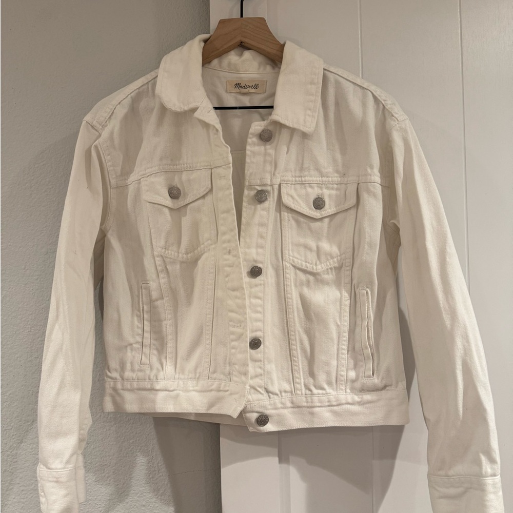 Madewell White/Cream Denim Trucker Jacket